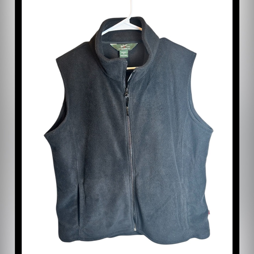 Woolrich 100% Polyester Black Fleece Zip Up Vest Size XL - Picture 1 of 5